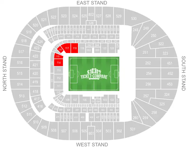 Tottenham Hotspur Stadium Seating Plan Away section