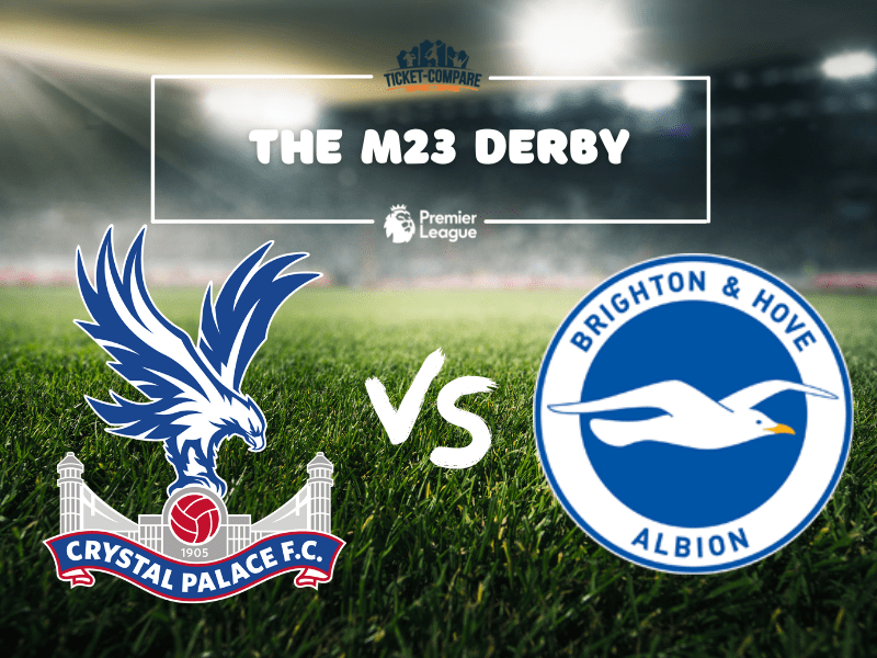 stemmi Crystal Palace e Brighton su un campo da calcio