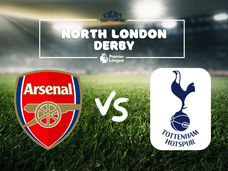 stemmi Arsenal e Tottenham su un campo da calcio, Derby Londra Nord