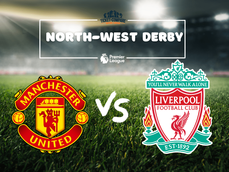 stemmi Manchester United e Liverpool su un campo da calcio