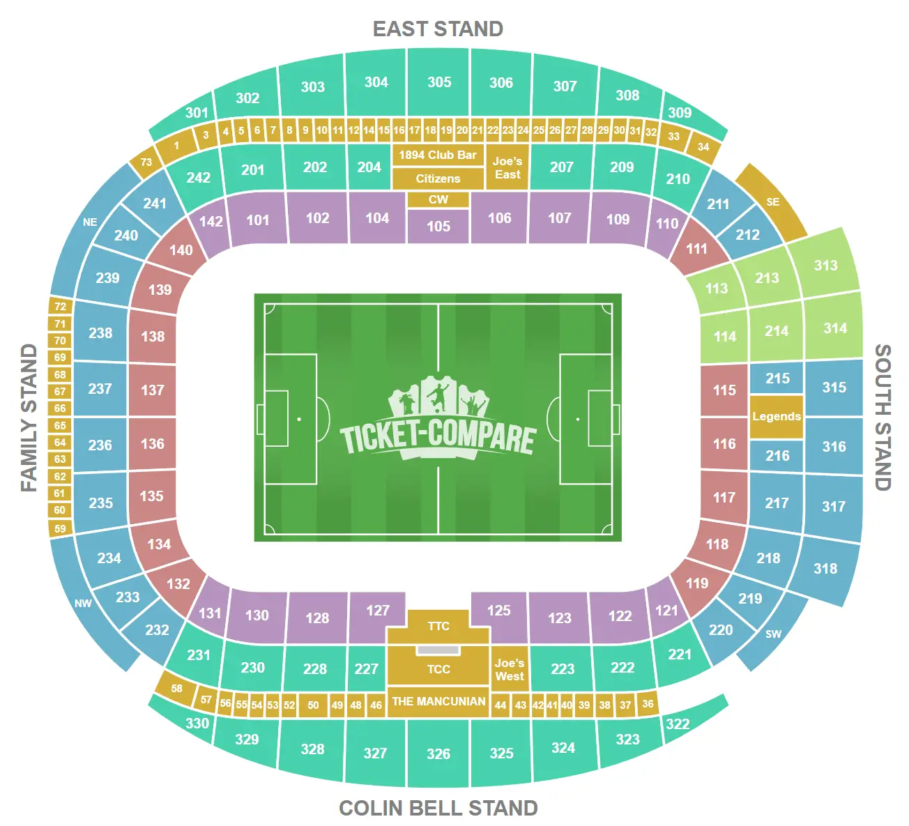 Pianta dei posti di Etihad Stadium