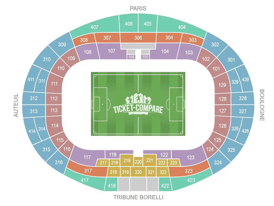 Pianta dei posti di Parc des Princes