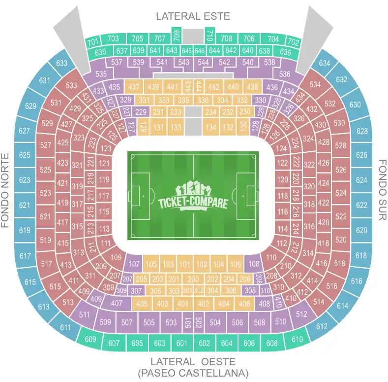 Pianta dei posti di Santiago Bernabeu