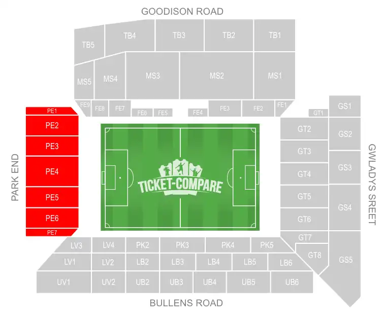 Sir Philip Carter Park Stand at Goodison Park evidenziata