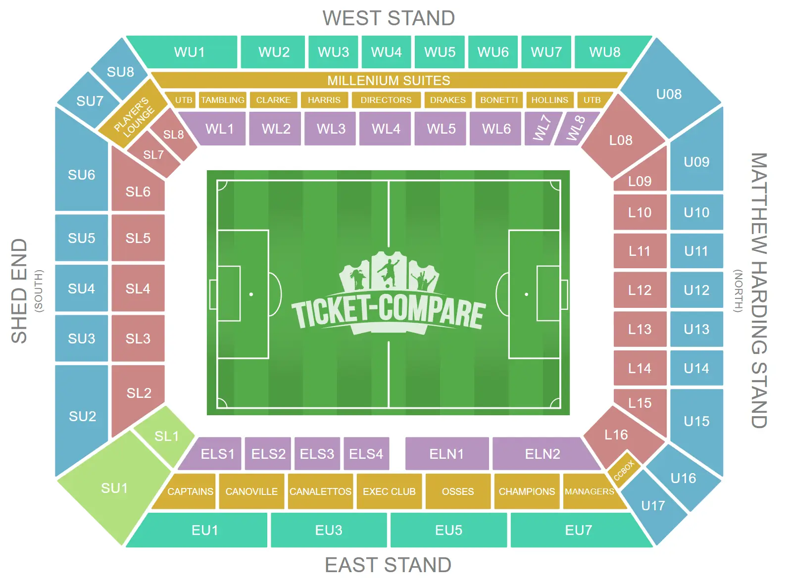 Pianta dei posti di Stamford Bridge