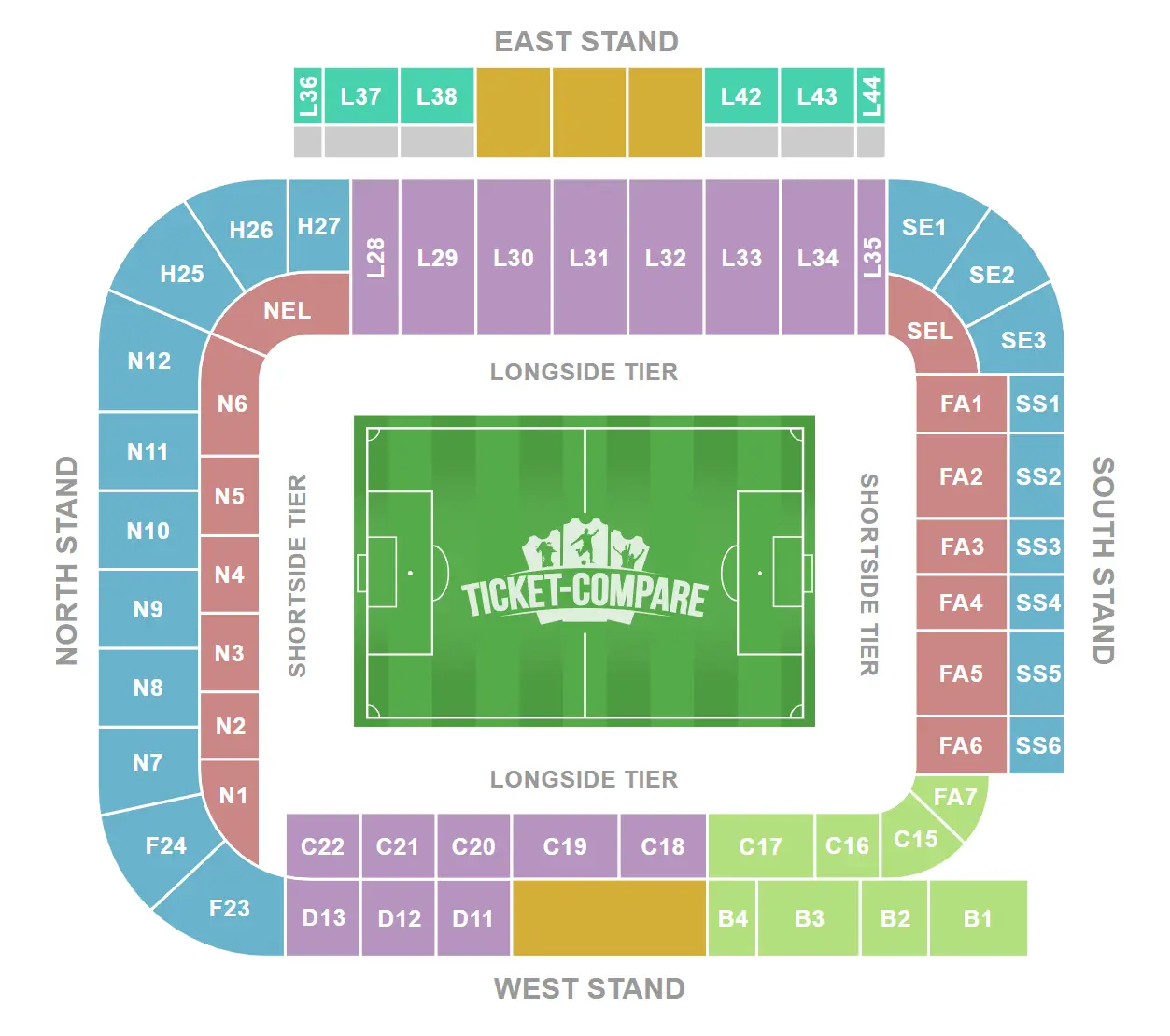 Pianta dei posti di Elland Road