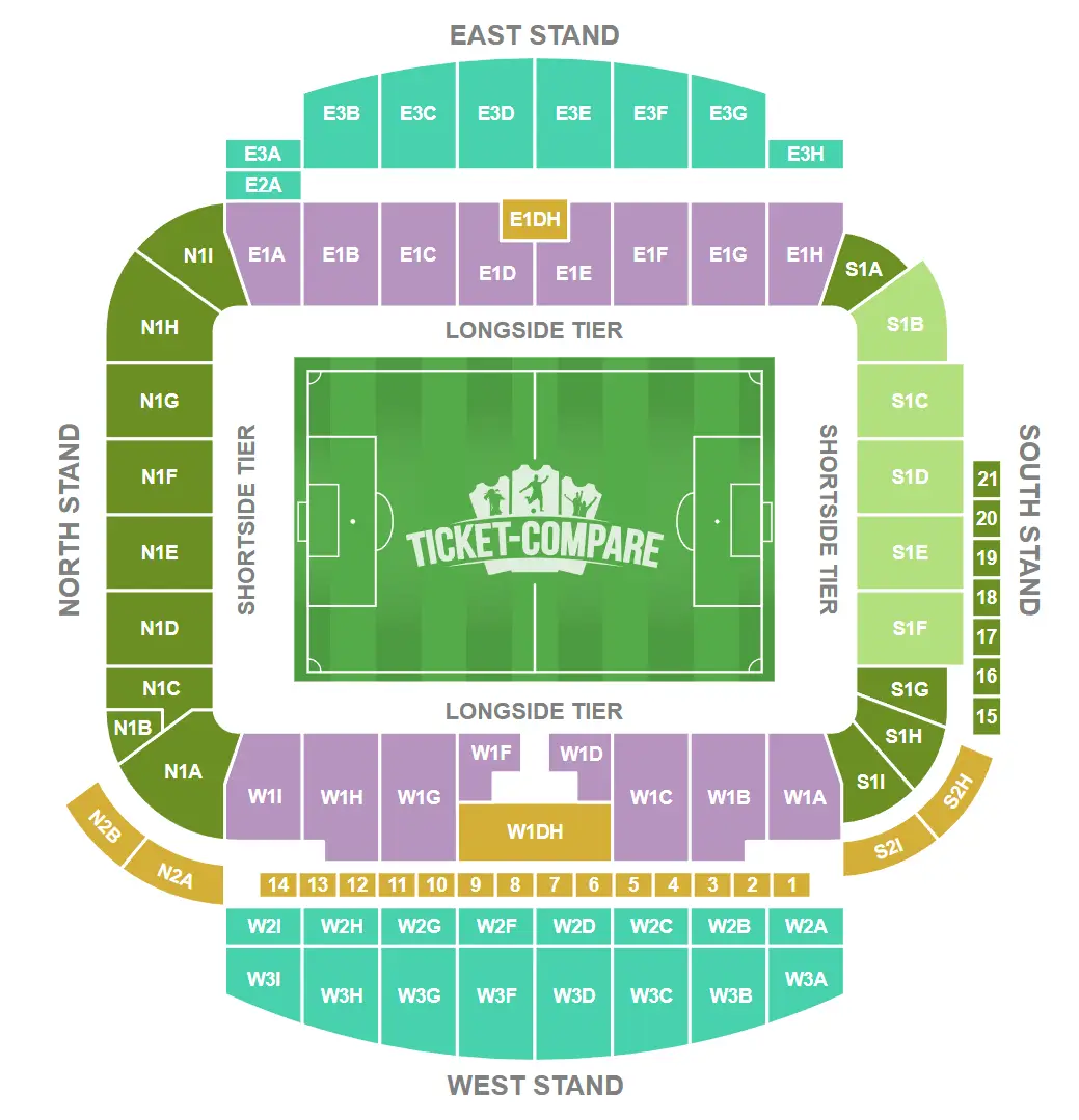 Pianta dei posti di American Express Stadium