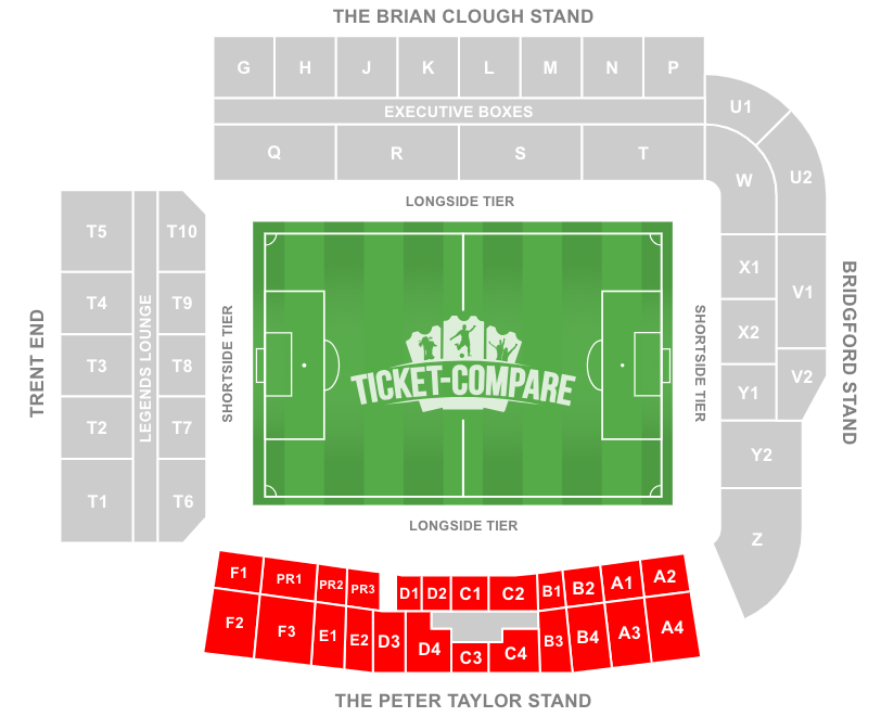 screenshot della mappa City Ground con evidenziata la Peter Taylor Stand
