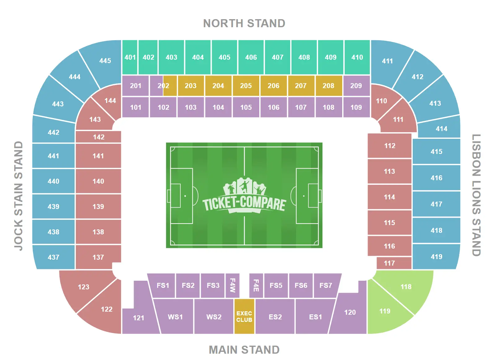 Pianta dei posti di Celtic Park