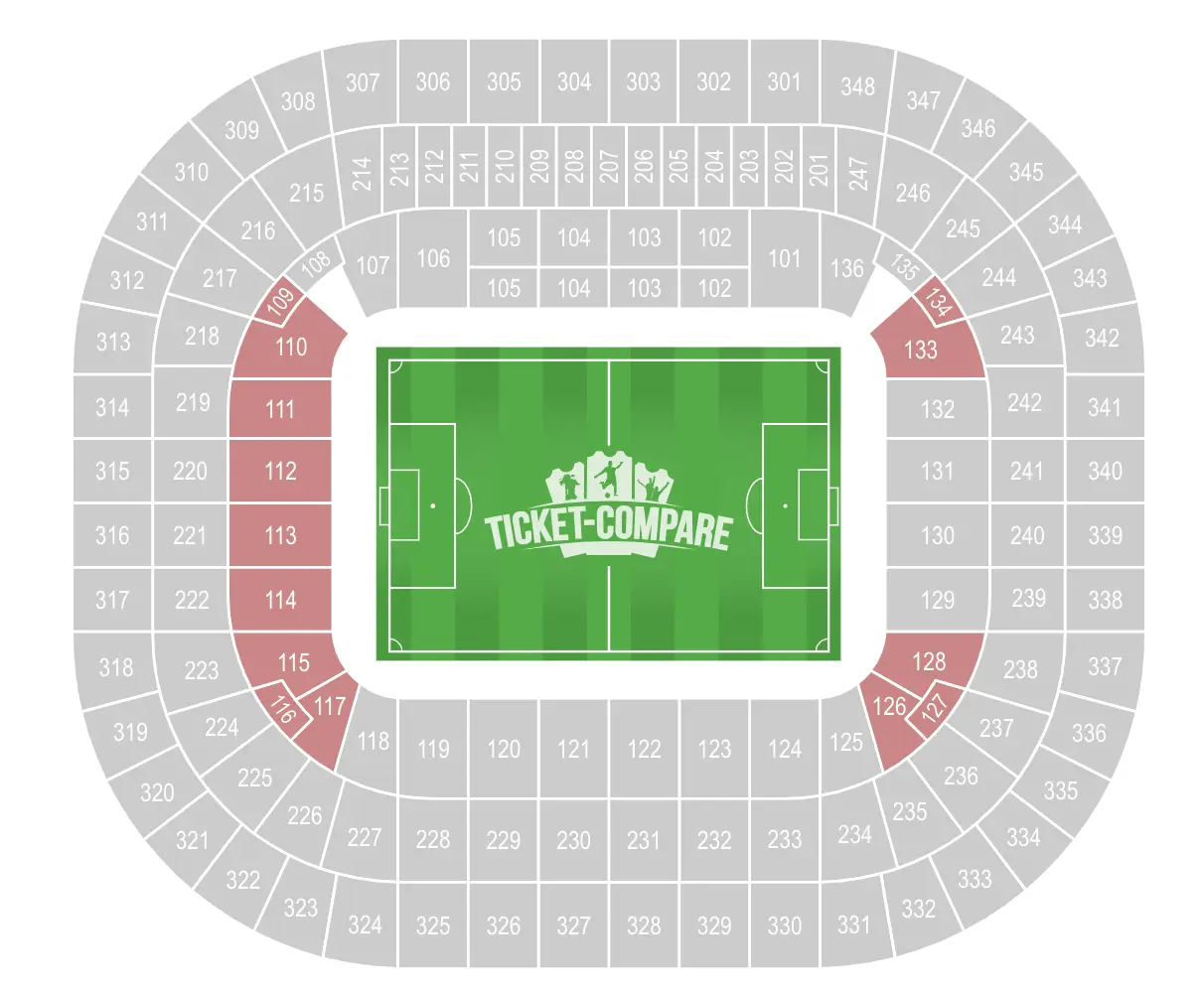 Allianz Arena Seating Plan con settore in piedi evidenziato