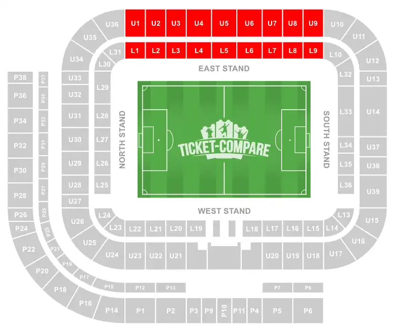 Stadium of Light seating plan with Easy Stand highlighted