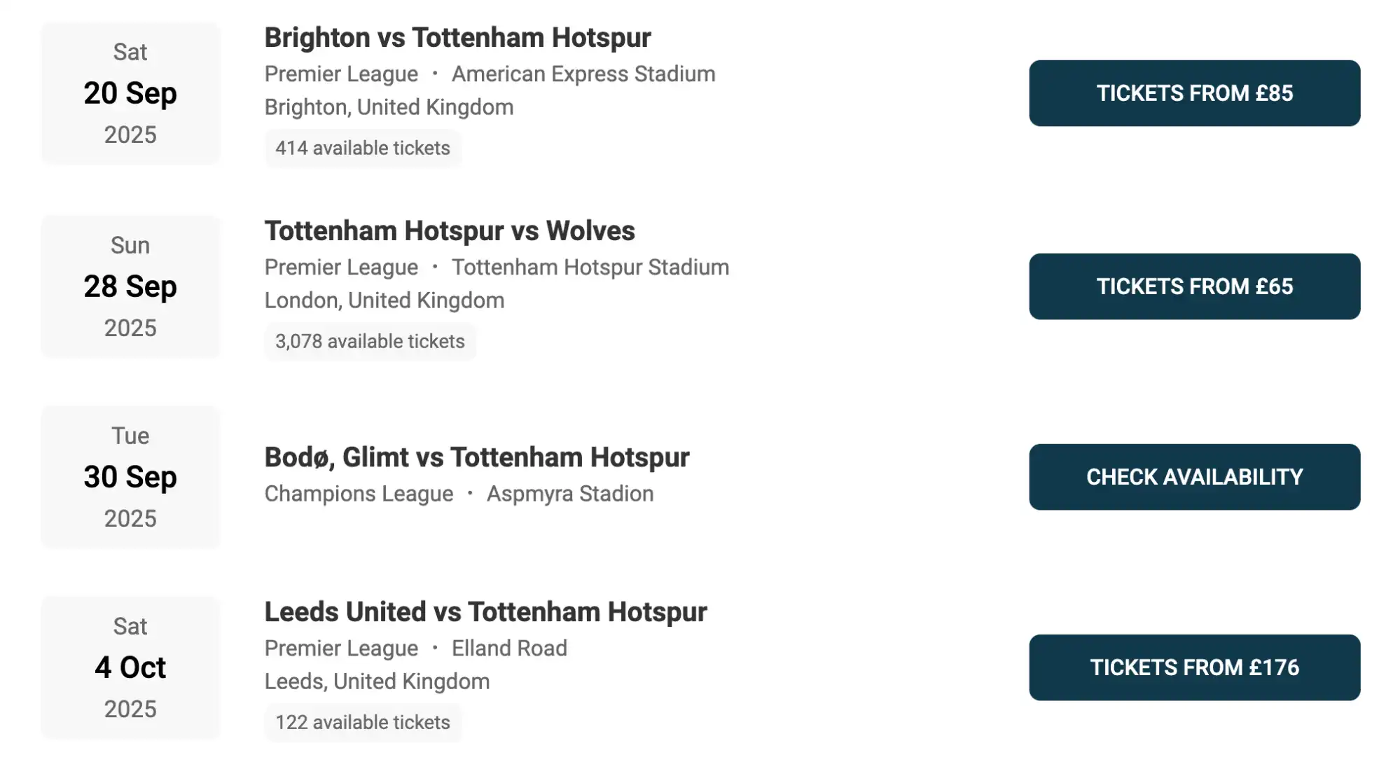 screenshot partite Tottenham
