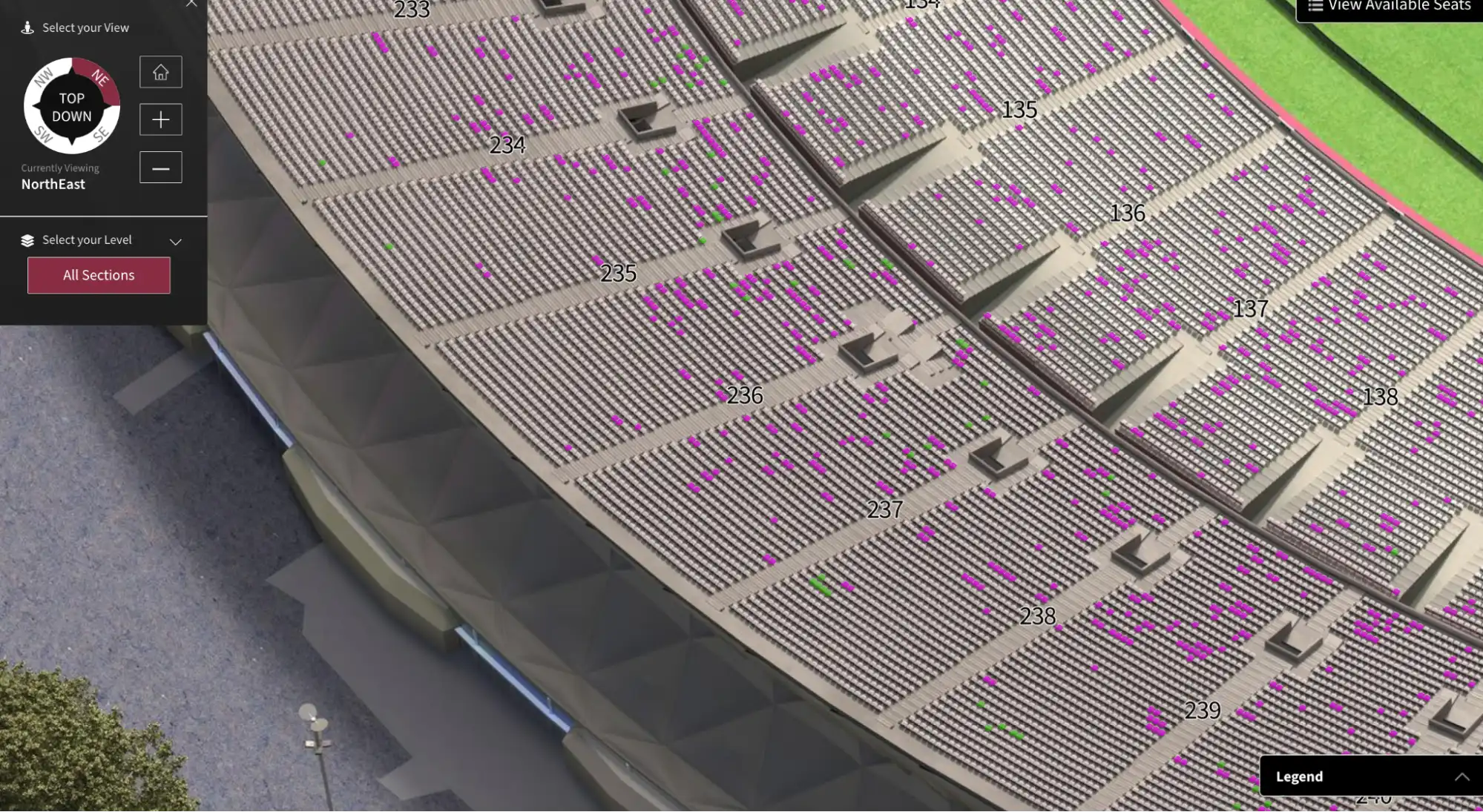 Mappa interattiva con posti disponibili evidenziati