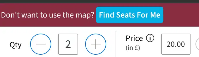 Schermata della funzione Find Seats for Me