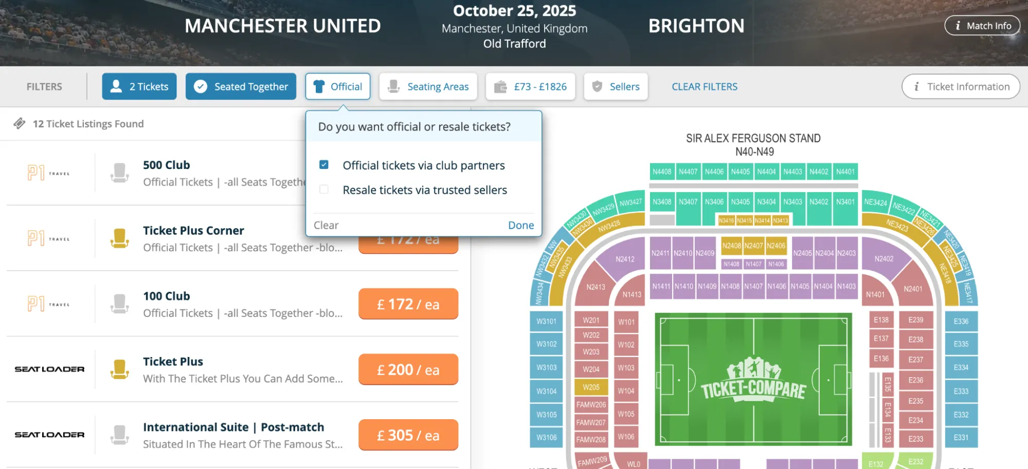 Filtra biglietti ufficiali Man Utd
