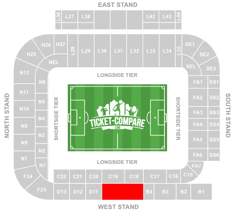 screenshot of West Stand Hospitality area