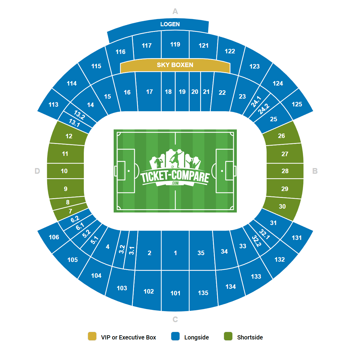 Pianta dei posti di Red Bull Arena