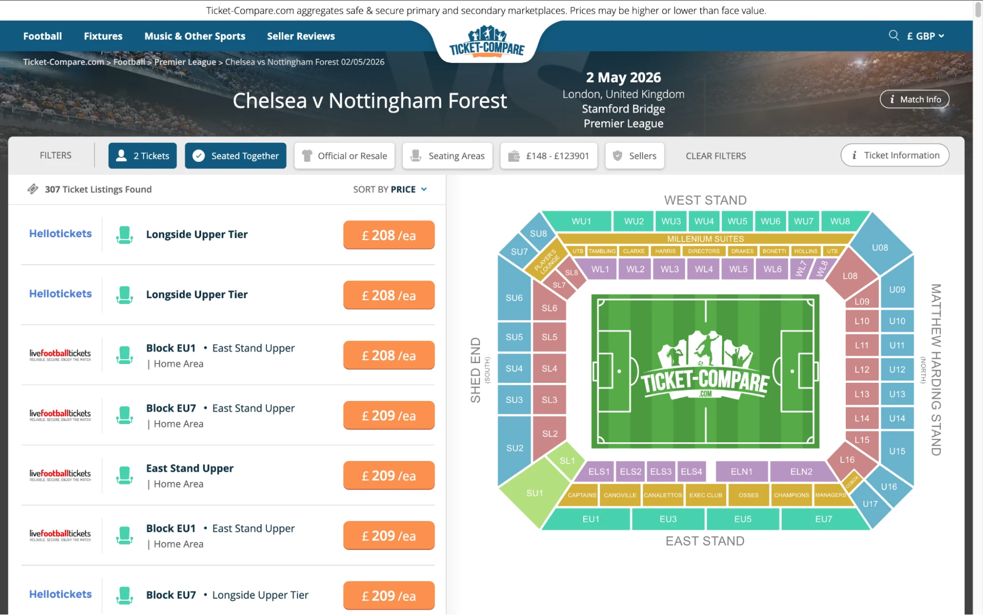 Chelsea biglietti screenshot