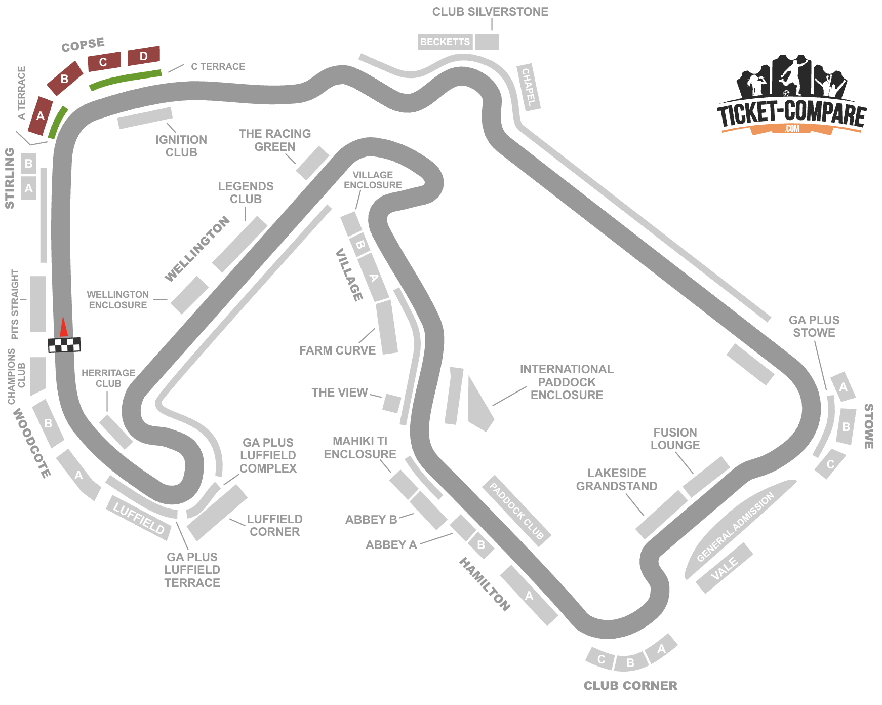 Tribune Copse evidenziate Silverstone