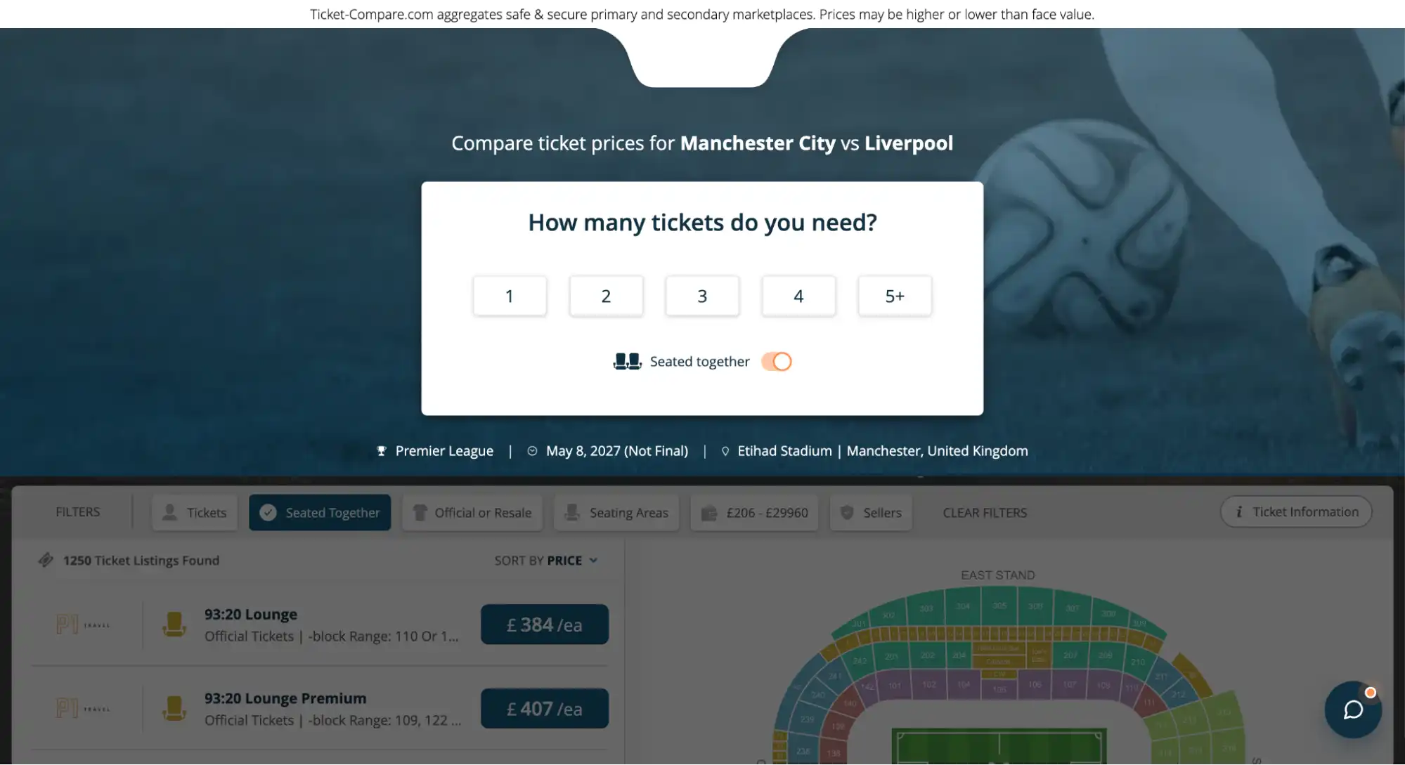 screenshot of Seat Together option