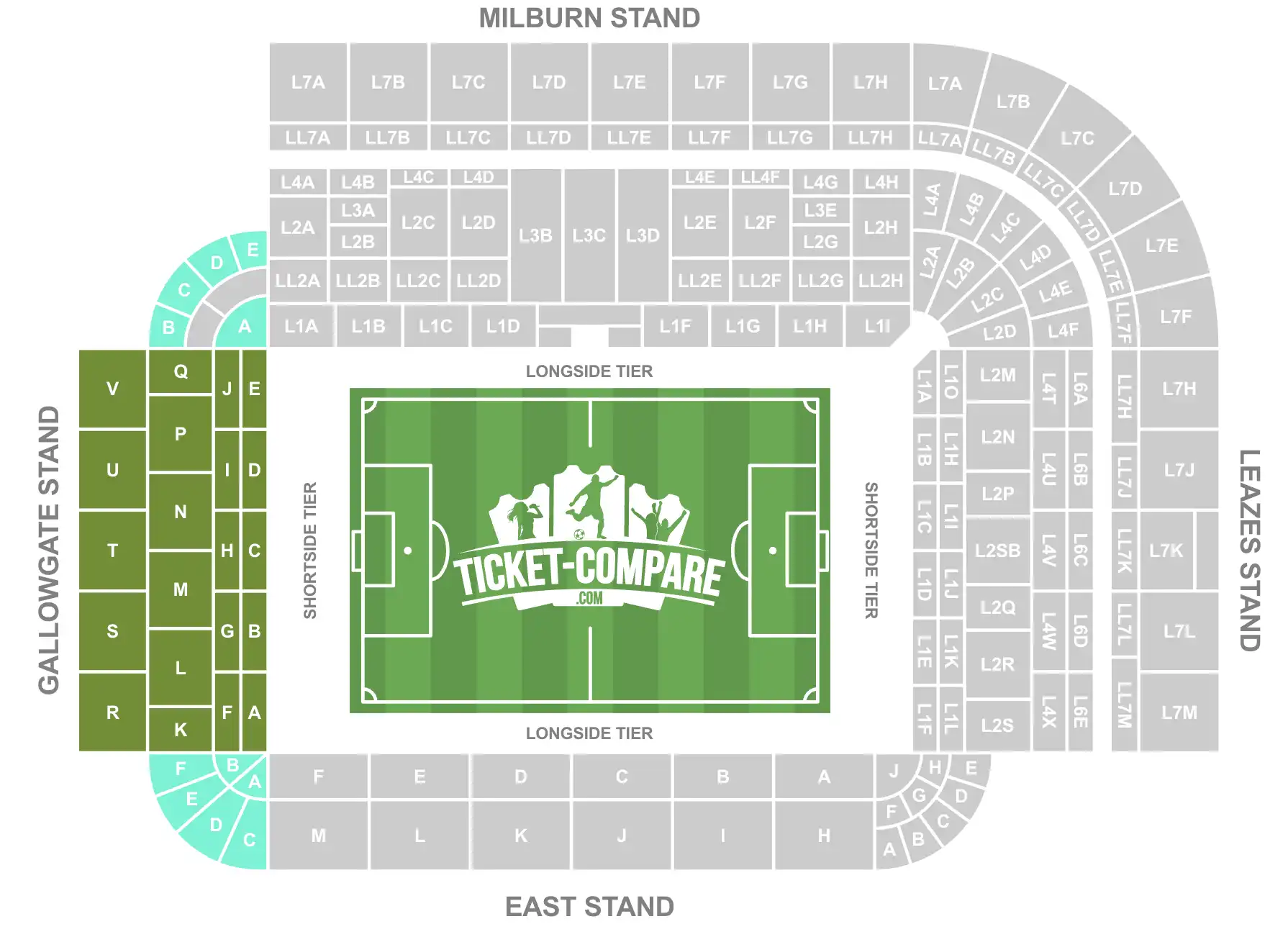 Mappa Gallowgate St. James’ Park